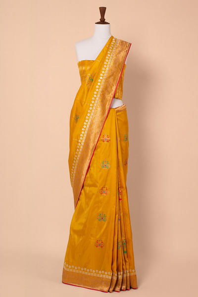 Mustard handwoven silk sari