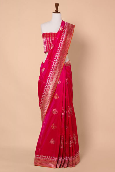 Pink handwoven silk sari