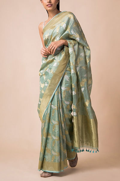 Powder blue silk sari