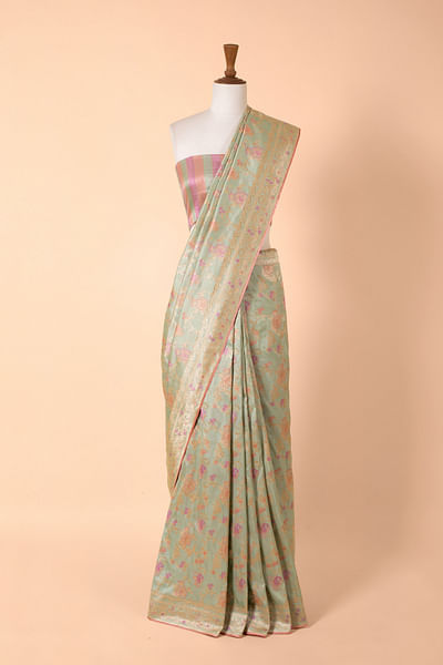 Mint handwoven silk sari