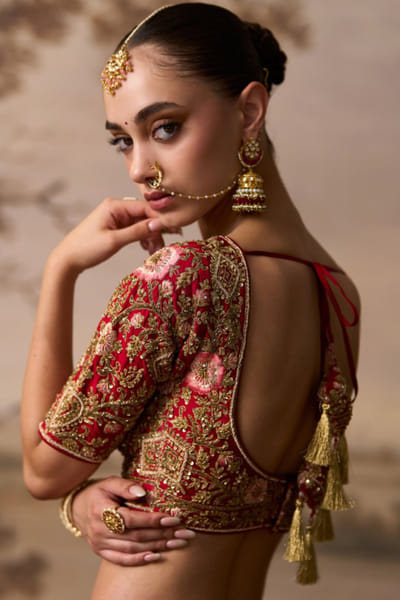 Angad Singh Red floral embroidered lehenga set ANGAJUL26D150519