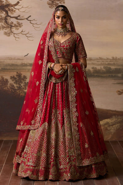 Angad Singh Red paisley embroidered lehenga set ANGAJUL26D150520