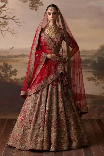 Angad Singh Red embroidered lehenga set ANGAJUL26D150523