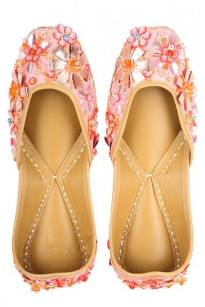 Pink floral embellished juttis
