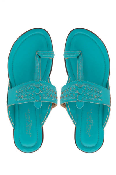 Turquoise blue kolhapuris