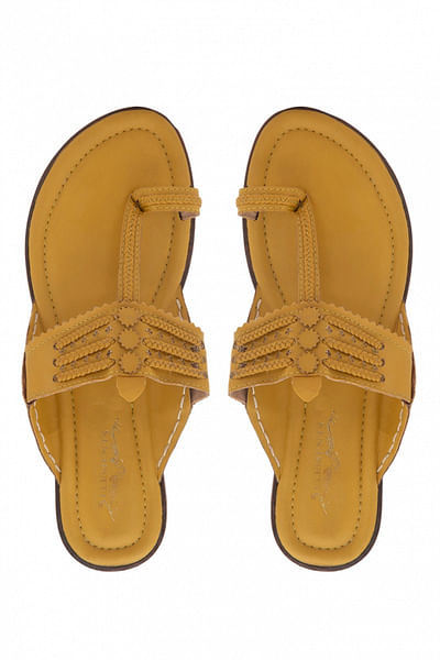 Yellow handcrafted kolhapuris