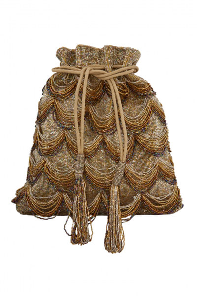 Gold bead latkan potli bag