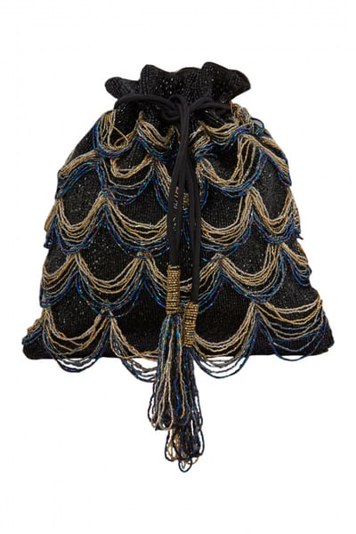 Black bead latkan potli bag