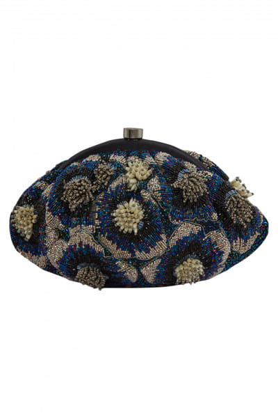 5 Elements by Radhika Gupta Blue bead embellished boota bag ELE5EHB307A