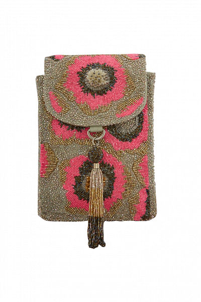 Pink embellished pouch