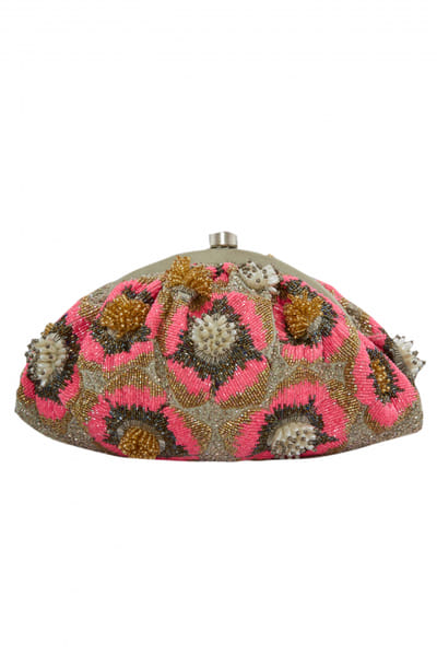5 Elements by Radhika Gupta Pink bead embellished boota bag ELE5EHB327CP