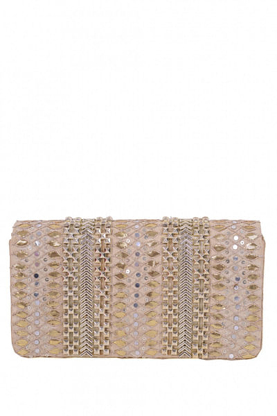 Gold embroidered clutch