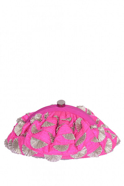 Pink embellished pouch clutch