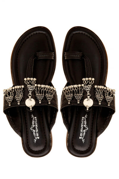 Black embellished kolhapuri flats