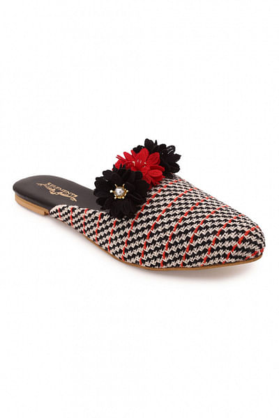 Black checkered mules