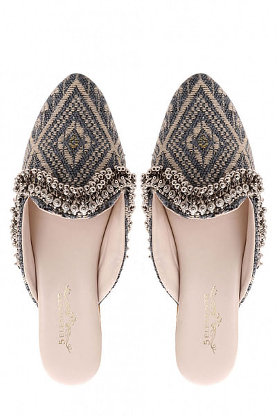 Grey ikat patterned mules