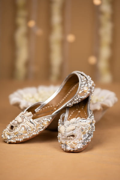 Silver sequin embellished juttis