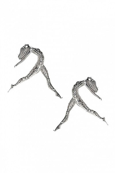 Large silver carved earrings