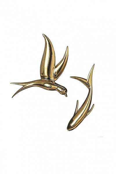 Gold plated bird and fish earrings
