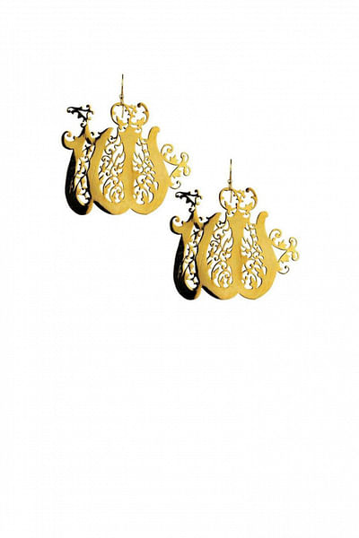 Allah brass earrings with gold plating