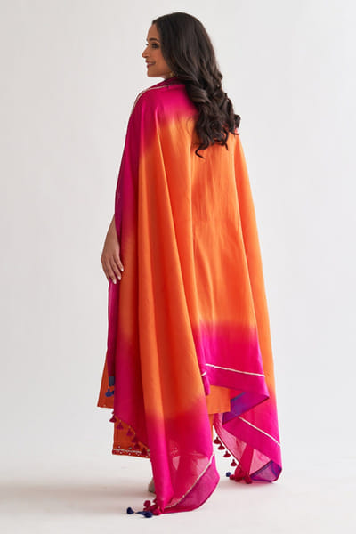 Vaaya Orange handwoven silk chanderi kurta set VAAYMAY26D243764