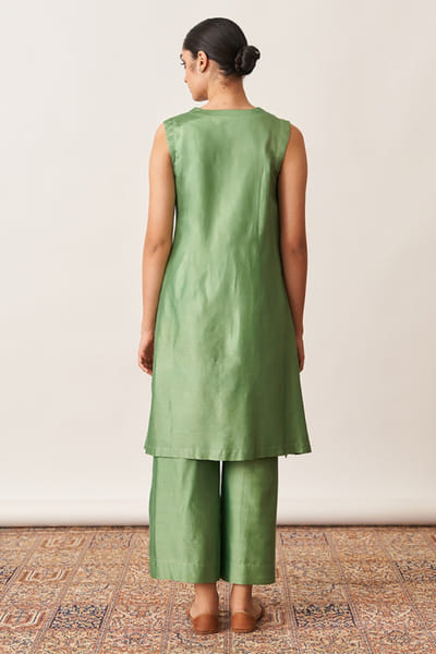 Vaaya Green silk chanderi overlay co-ord set VAAYMAY26D243759