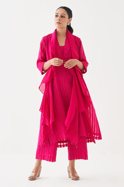 Vaaya Pink silk chanderi striped co-ord set VAAYMAY26D243774