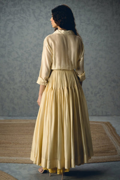 Ease Ivory pocket embroidered collared midi dress EASEMAY26D144492