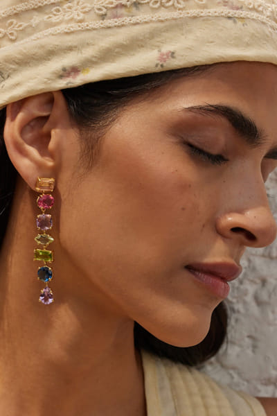 Miss Jo Multicoloured stone encrusted earrings MISSMAY26D145525