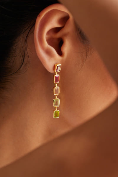 Miss Jo Multicolour gold plated stone earrings MISSMAY26D145516