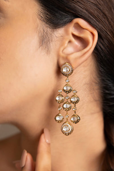 Gold kundan embellished danglers