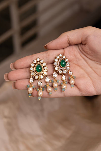 Green polki danglers