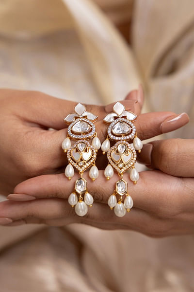 Gold polki danglers