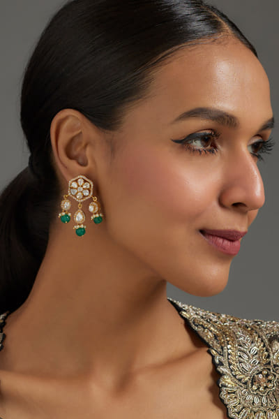 Karisa Green moissanite embellished dangler earrings KARIAUG26D153389