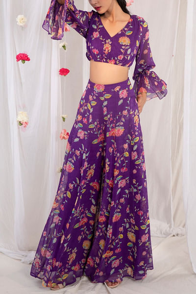 Purple floral top and pants