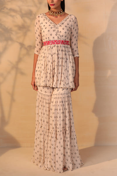 Off white printed gharara set