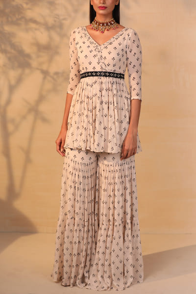 Off white printed gharara set