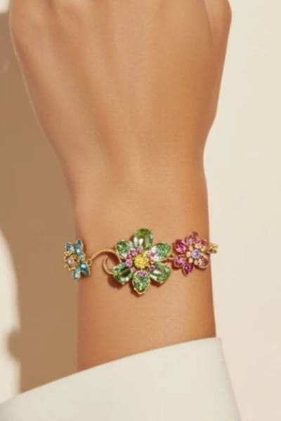Esme Pink green crystal cuff bracelet ESMEAPR26D143421