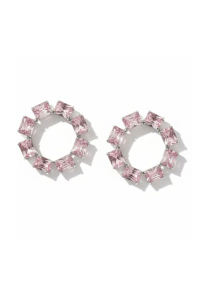 Esme Pink baguette crystal hoops ESMEAPR26D143409