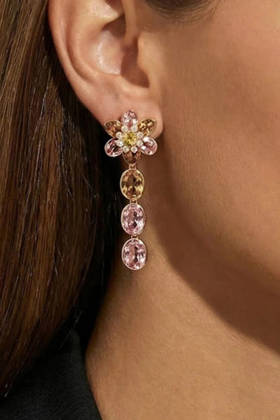 Esme Pink floral drop earrings ESMEAPR26D143410