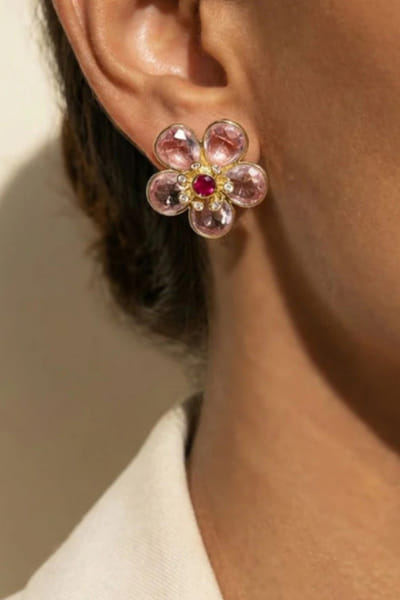 Esme Blush floral stud earrings ESMEAPR26D143411