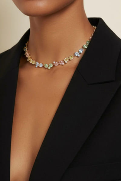 Esme Multicolour crystal statement necklace ESMEAPR26D143416