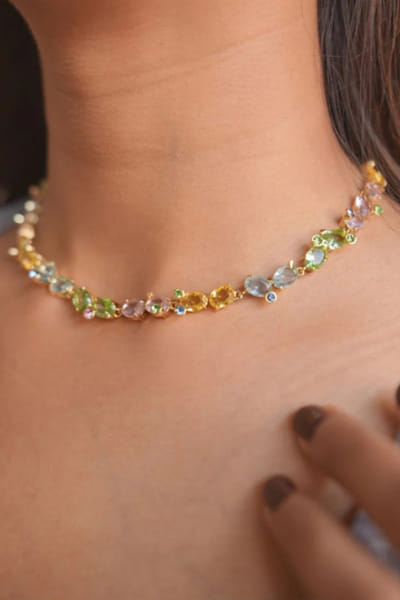 Esme Multicolour crystal statement necklace ESMEAPR26D143416