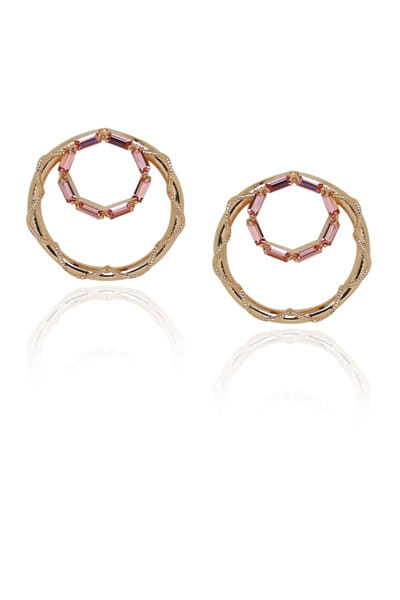 Pink Swarovski crystal coiled round hoops
