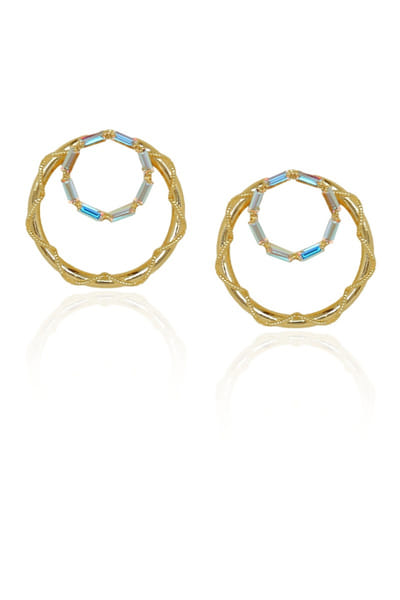 Ice blue Swarovski crystal coiled round hoops
