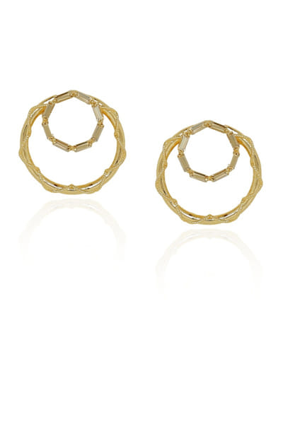 Gold Swarovski crystal coiled round hoops