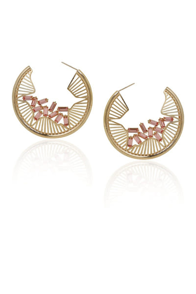 Pink Swarovski crystal round hoops