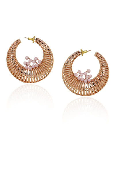 Purple Swarovski pearl round hoops