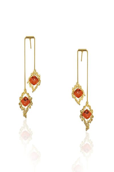 Orange Swarovski crystal danglers