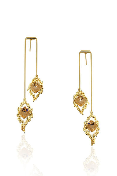 Gold Swarovski crystal danglers